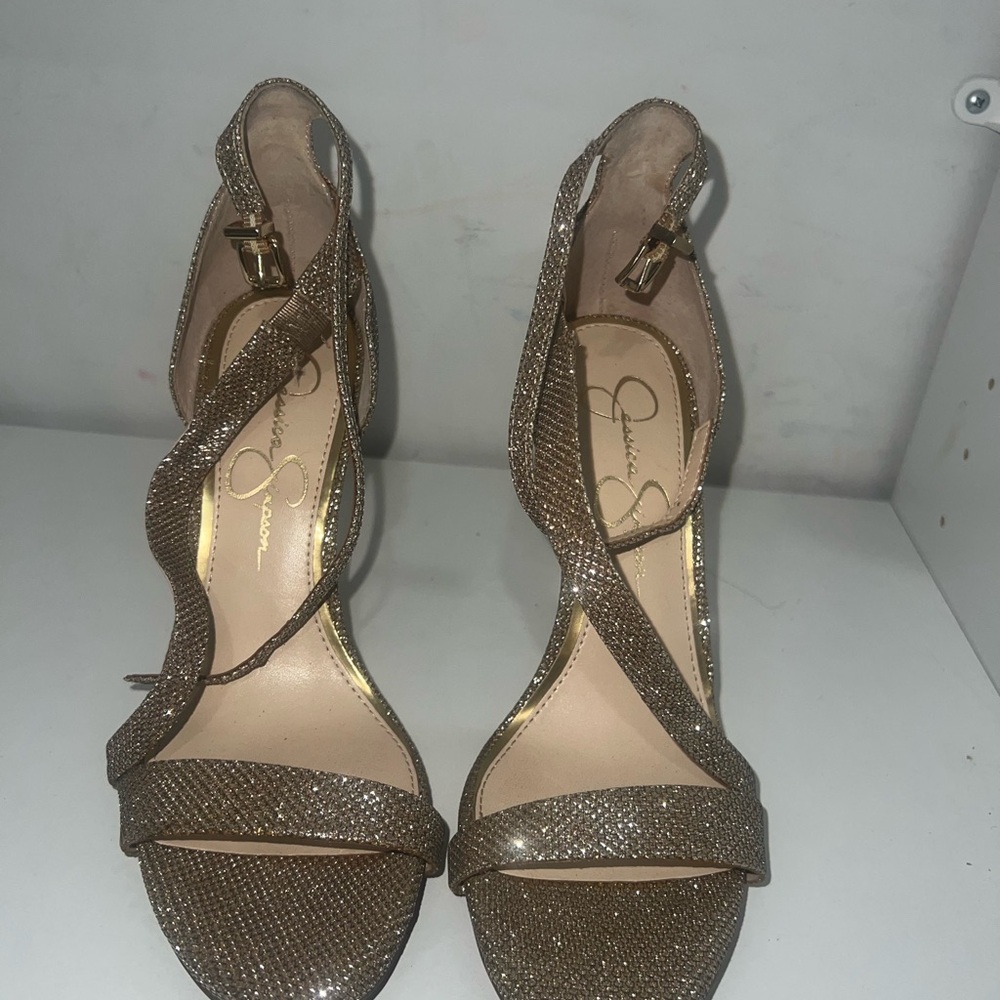 Jessica Simpson Gold Stiletto Heels